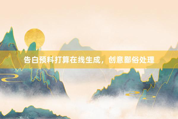 告白预料打算在线生成，创意鄙俗处理